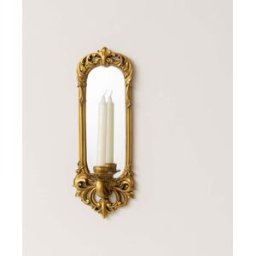 Ornate Metal Antique Gold Mirrored Candle Sconce Material: New Products