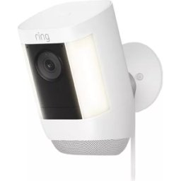RING Spotlight Cam Pro 2K WiFi Security Camera - Plug-in, White, New