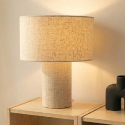 Table Lamp Elfie Lindby, Cream / amber, Living / Dining Room, Textile / fabric / silk, Scandinavian, Table Lamp
