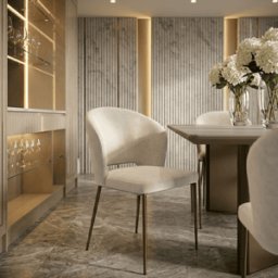 Donna Cream Velvet Dining Chair with Bronze Metal Legs- Set of 2