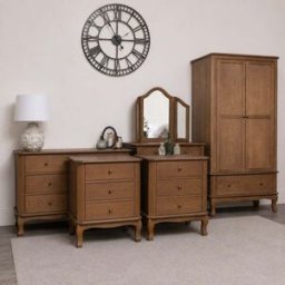 Dark Wood Wardrobe, Dressing Table Set, Chest of 7 Drawers & Pair of Wide Bedside Tables - Ashwell Range Material: Furniture/Furniture Ranges/Ashwell Range