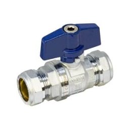 Pegler PB300T 22mm Full Bore Tee Ball Valve with Blue Handle