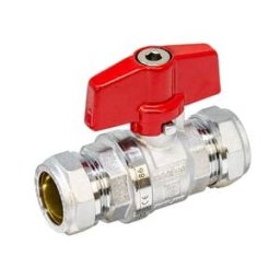 Pegler PB300T 22mm Full Bore Tee Ball Valve with Red Handle