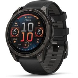 Garmin fēnix 8 AMOLED 47mm Sapphire Smartwatch – Carbon Grey DLC Titanium with Black/Pebble Grey Silicone Strap, Used - Like New