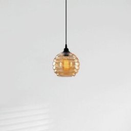 Glass Pendant Light Gold 010 Opviq, dimmable, Brass / gold, Living / Dining Room, Glass, Ceiling Light