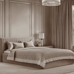 Harriet Low Beige Velvet Channelled Ottoman Bed, Double