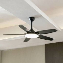 Lucande Divian LED ceiling fan, black, DC, quiet, CCT, Black, Living / Dining Room, metal, Modern, Ceiling Fans with Lighting