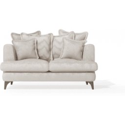 Gisele Oyster Textured Chenille, Pillowback Sofa Range With Walnut Legs, 2 Seater