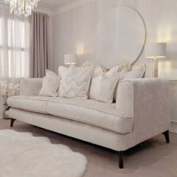 Gisele Oyster Textured Chenille, Pillowback Sofa Range With Walnut Legs, 4 Seater