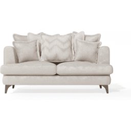 Gisele Oyster Textured Chenille, Pillowback Sofa Range With Walnut Legs, 3 Seater