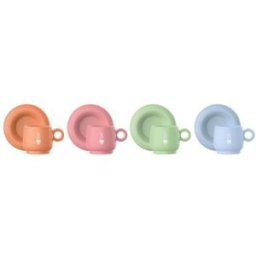 Bialetti Mercato Della Frutta Set of 4 90ml Espresso Cups & Saucers - Mixed Colours