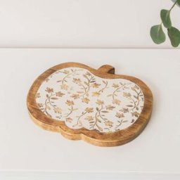 Large White Distressed Wooden Pumpkin Shaped Display Chopping Board - 30cm Material: New Products