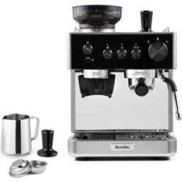 Breville Barista Classic VCF186 Espresso Machine Black & Silver – Bean to Cup Coffee Maker with Integrated Grinder, Milk Frother, 15-Bar Pump & 58mm Portafilter, New