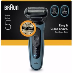 Braun Series 5 52-A1000s Electric Shaver Azure – Wet & Dry Cordless Razor with 3 Flexible Blades, AutoSense & 50 Min Runtime, New