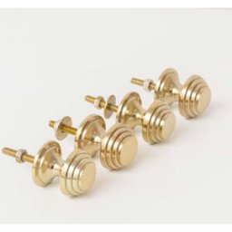 Set of 4 Shiny Gold Round Stepped Drawer Knobs Material: New Products