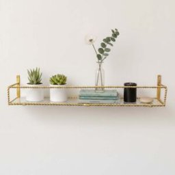 Large Gold Twisted Rope Design Wall Shelf with Frosted Glass Shelf Material: New Products