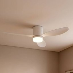 Lucande Kayu LED ceiling fan, white, DC, quiet, Ã˜ 132 cm, White / opal, Living / Dining Room, Plastic, Modern, Ceiling Fans with Lighting