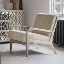 Serena Cream Teddy & Whitewash Wood Accent Chair