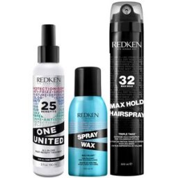 Redken One United Elixir 150ml, Spray Wax 150ml & Max Hold Hairspray 3