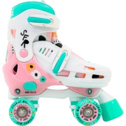 SFR Storm V Adjustable Girls Roller skates (Flower) - White;Pink;Teal - Size: 8C-11C EU