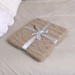 Large Pale Taupe Cable Knit Throw - 160cm x 150cm Material: Home Decor & Accessories/Blanket Throws