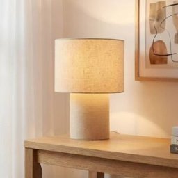 Table Lamp Elfie Lindby, Cream / amber, Living / Dining Room, Textile / fabric / silk, Scandinavian, Table Lamp