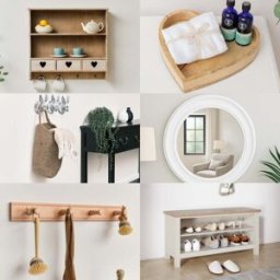Country Hallway Clearance Bundle - Shoe Bench, Wall Cabinet, Mirror, Basket, Wall Hooks & Tray Material: New Products