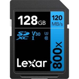 Lexar High-Performance 128GB SDXC Memory Card – 800x, UHS-I, 120MB/s Read, 45MB/s Write, Blue Series, New