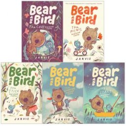 Walker Books Bear and Bird Series 5 Book Collection Set by Jarvis (The Picnic, The Stars, The Adventure, The Stick, The Cave)