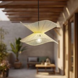 Lindby Valdorin outdoor pendant light, beige, cotton, IP44 Lindby, dimmable, Cream / amber, Textile / fabric / silk, Modern, Ceiling Light Outdoor
