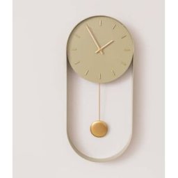 Olive Green & Gold Pendulum Metal Analogue Wall Clock - 20cm x 55cm Material: Home Decor & Accessories/Clocks