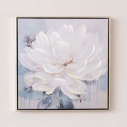 White & Blue Peony Flower Gold Framed Wall Art - 40cm x 40cm Material: Home Decor & Accessories
