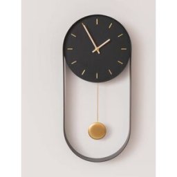 Black & Gold Pendulum Metal Analogue Wall Clock - 20cm x 55cm Material: Home Decor & Accessories/Clocks