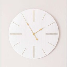 Large White Wooden Grain & Gold Detailed Wall Clock - 70cm x 70cm Material: Home Decor & Accessories/Clocks