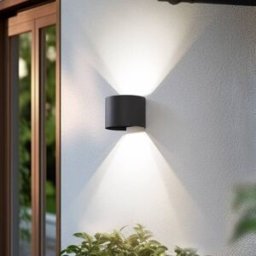 Lindby Smart LED outdoor wall lamp, Dara, Grey, Round, CCT RGB, Tuya Dara Lindby, dimmable, Alu / grey / zinc, Plastic, Modern