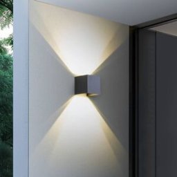 Lindby Smart LED outdoor wall lamp, Dara, Grey, Angular, CCT RGB, Tuya Dara Lindby, dimmable, Alu / grey / zinc, Plastic, Modern