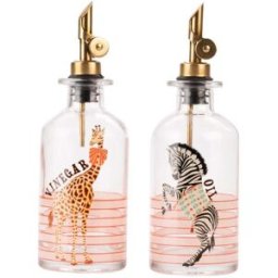 Yvonne Ellen Glass Oil & Vinegar Set - Giraffe & Zebra