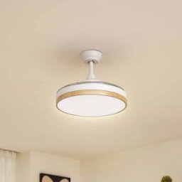 Lindby Oras LED ceiling fan, white, DC, quiet, Ã˜ 107 cm, White / opal, Living / Dining Room, metal, Modern, Ceiling Fans with Lighting