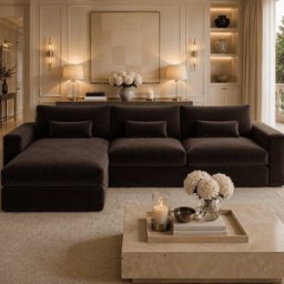 Tribeca Chocolate Brown Velvet Large Left Hand Facing Chaise End Sofa