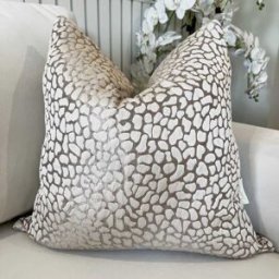 Ivy Mink & Cream Leopard Print Textured Cushion - 50x50cm, Cover & Feather Fill