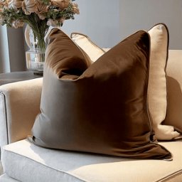 Juniper Chocolate & Caramel Velvet Cushion - 45 x 45cm, Cover Only