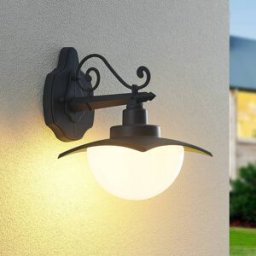 Outdoor Wall Light Elinda Lindby, dimmable, Black, Aluminium, Country House / Rustic, Outdoor Wall Light