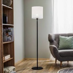 Floor Lamp Harris Argon, Black, Living / Dining Room, Textile / fabric / silk, Floor Lamp