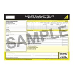Officially Licensed Gas Safe Gas Safe® Landlord Safety Record for Leisure Industry – Pad of 25