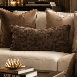 Samba Chocolate Brown Geometric Bolster Cushion - 60x30cm