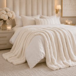 Marlowe Cream Faux Fur Throw
