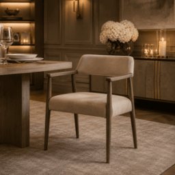 Tigur Taupe Italian Leather Dining Chair