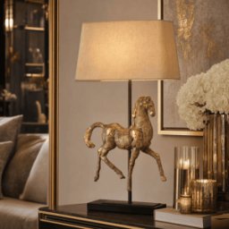 Orphenus Antique Brass Horse Table Lamp