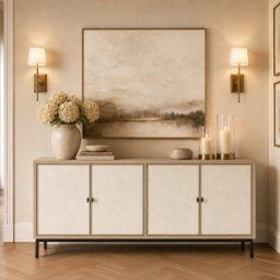 Paradigm Light Oak & Linen 4 Door Sideboard