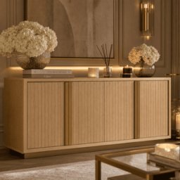 Grove Warm Oak Fluted 4 Door Sideboard